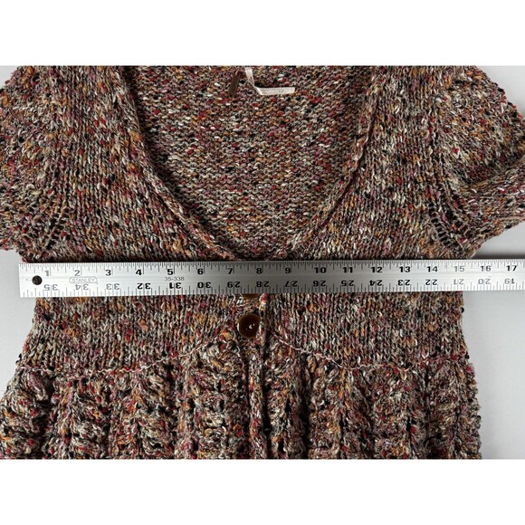 Free People Sweater Womens Small Boho Open Cardigan Button Knit Peplum - Picture 8 of 12
